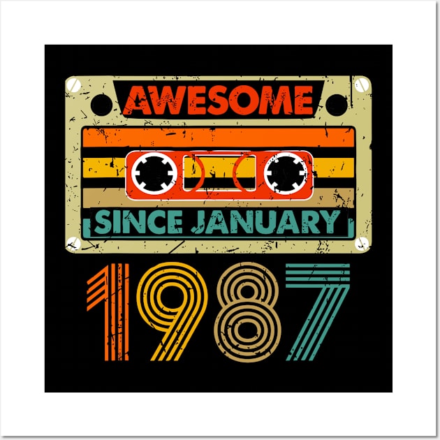 Awesome Since January 1987 37 Years Old 37th Birthday Wall Art by rhazi mode plagget